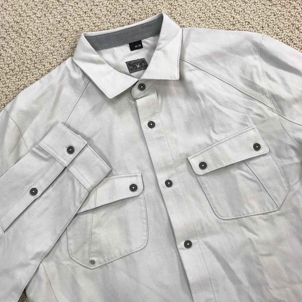 Spyder Altitude Series Mens Medium Gray Merino Wool Organic Cotton Button Shirt